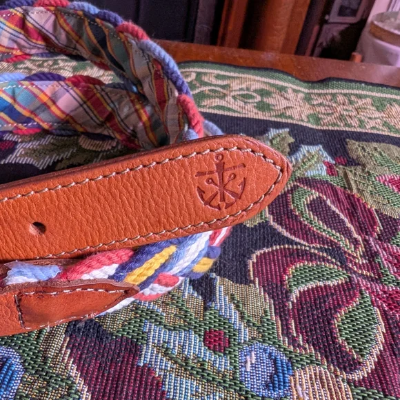 Kiel James Patrick Multicolor Braided Belt with Tan Leather Trim - Picture 2 of 5